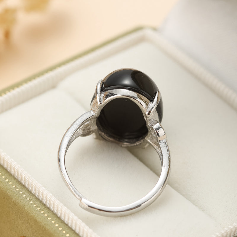 Bague Obsidienne Arc en Ciel – Éclat Céleste, Argent