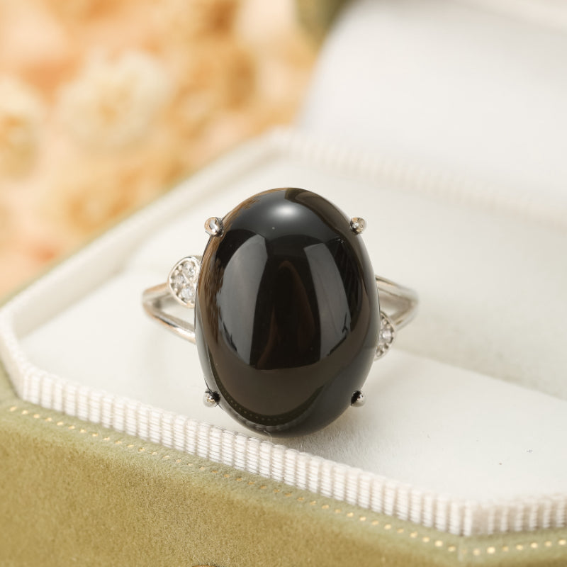 Bague Obsidienne Arc en Ciel – Éclat Céleste, Argent