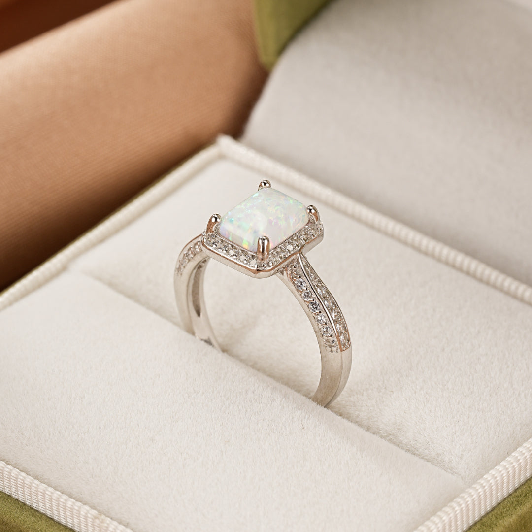 Bague Opale – Aura Royale, Argent