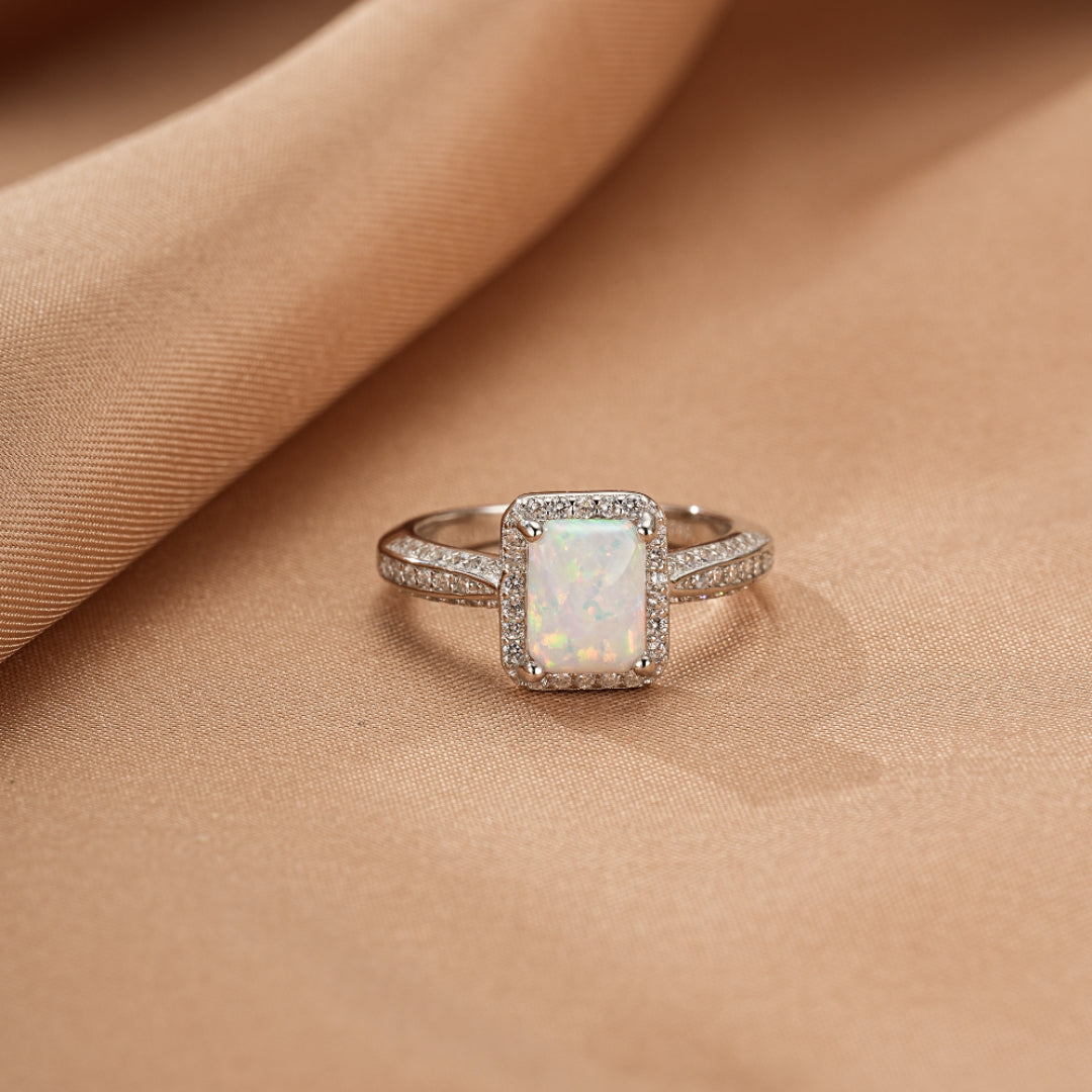 Bague Opale – Aura Royale, Argent