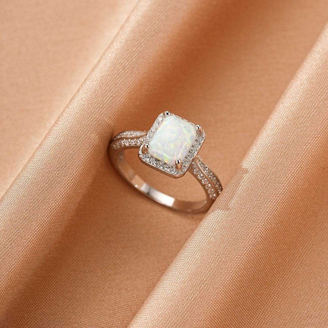 Bague Opale – Aura Royale, Argent