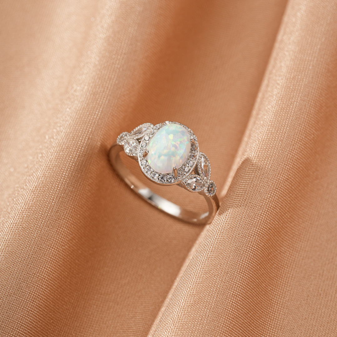 Bague Opale – Aura Royale, Argent