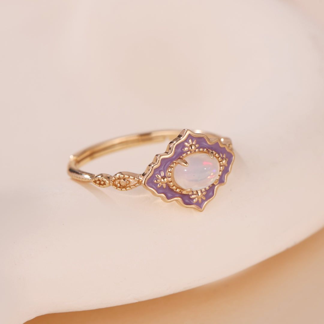 Bague Opale – Jardin des Merveilles, Argent Plaqué Or