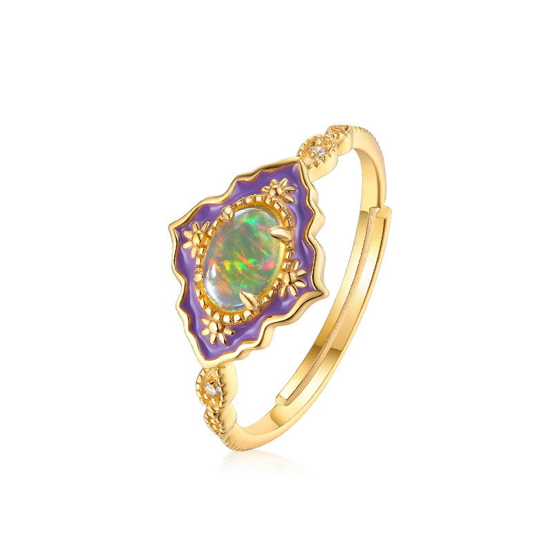 Bague Opale – Jardin des Merveilles, Argent Plaqué Or