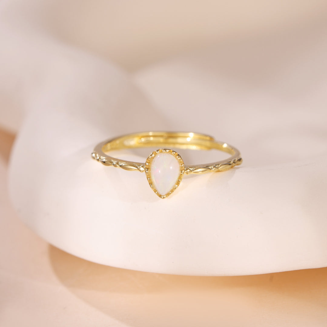Bague Opale – Sagesse, Argent Plaqué Or