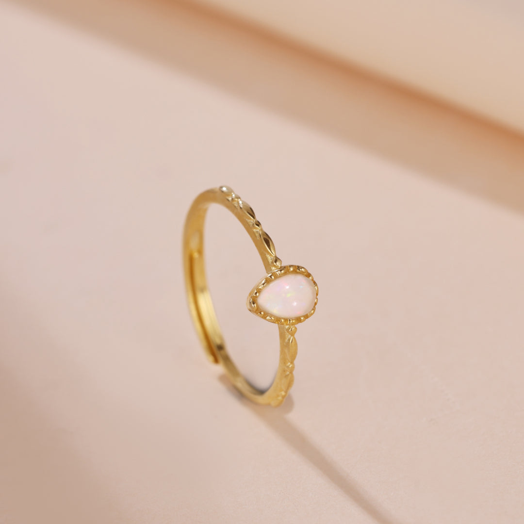 Bague Opale – Sagesse, Argent Plaqué Or