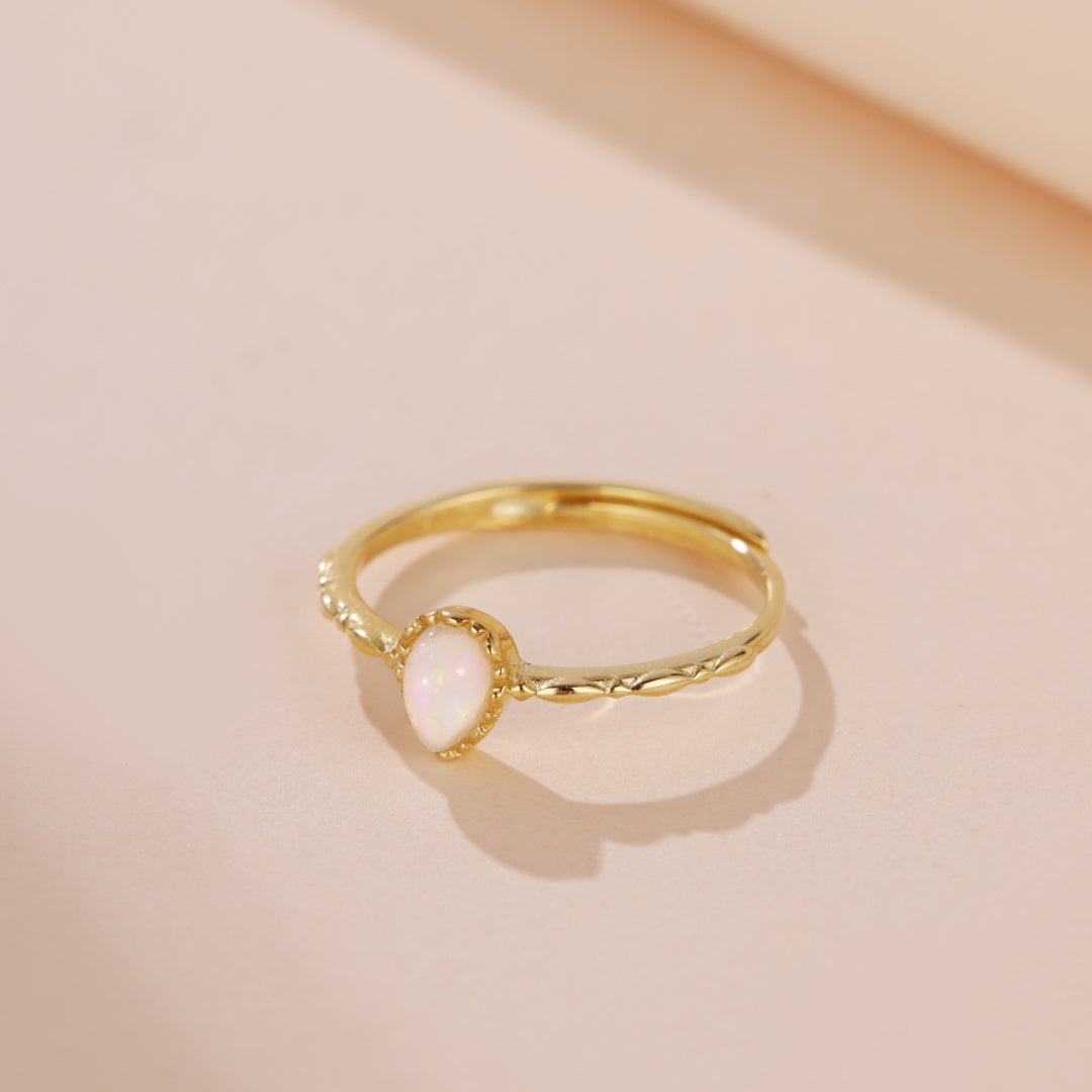 Bague Opale – Sagesse, Argent Plaqué Or