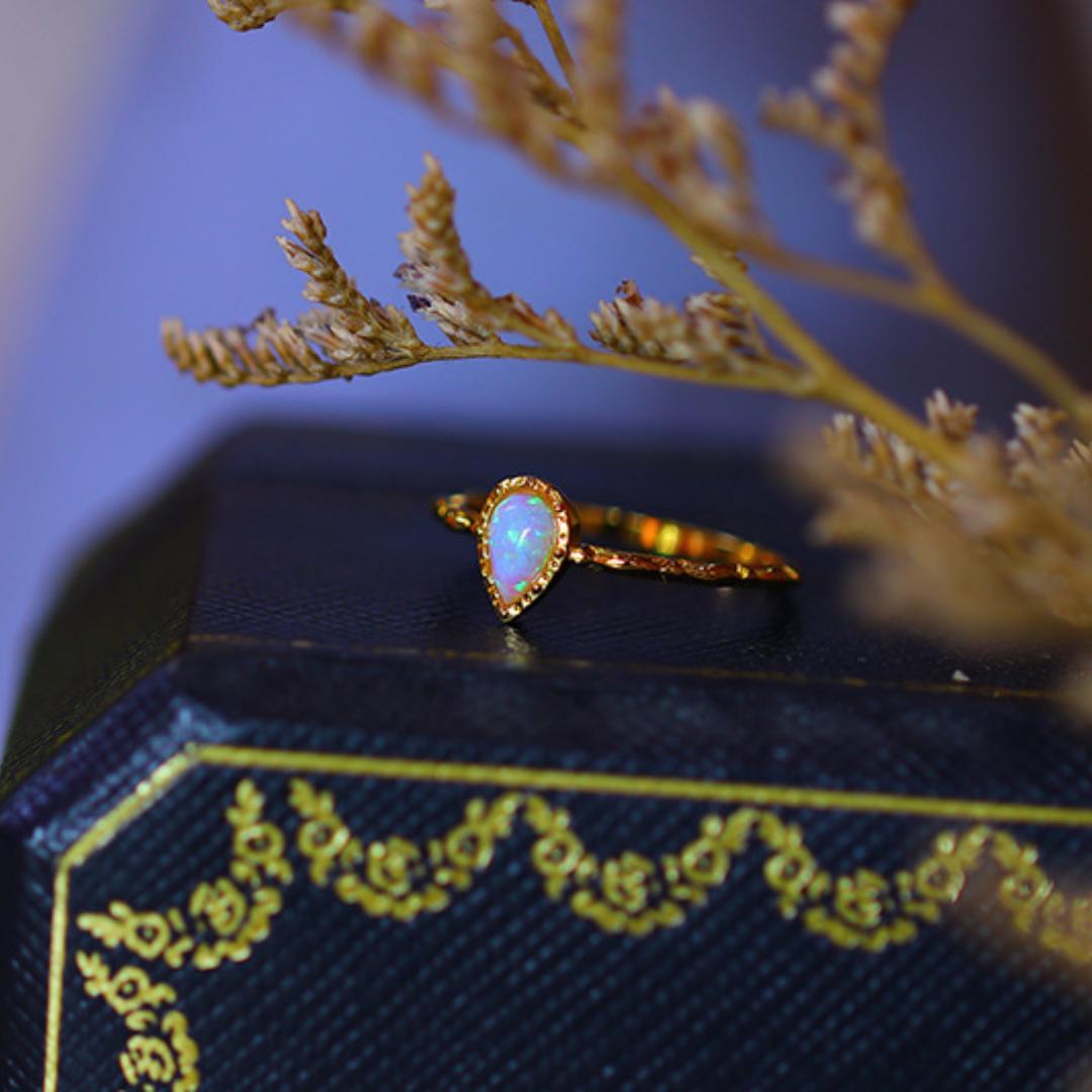 Bague Opale – Sagesse, Argent Plaqué Or