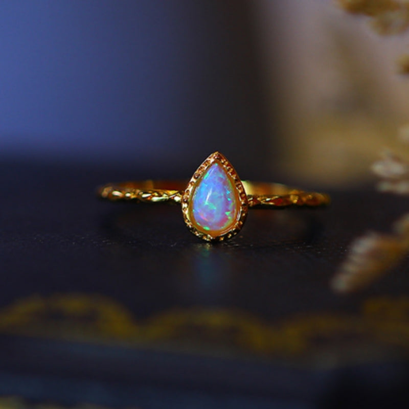 Bague Opale – Sagesse, Argent Plaqué Or