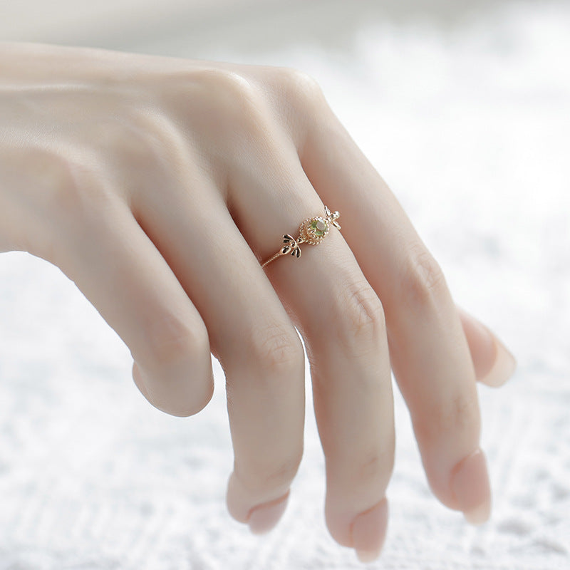 Bague Péridot – Abeille Joyeuse, Argent Plaqué Or