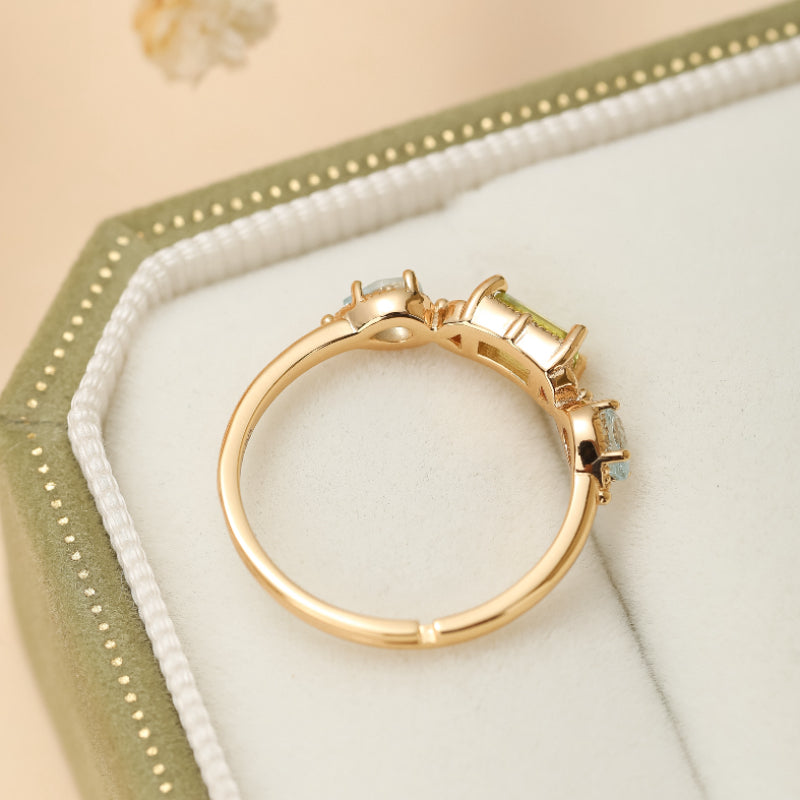 Bague Péridot et Topaze – Géométrie Raffinée