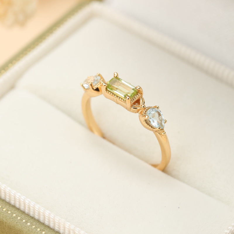Bague Péridot et Topaze – Géométrie Raffinée