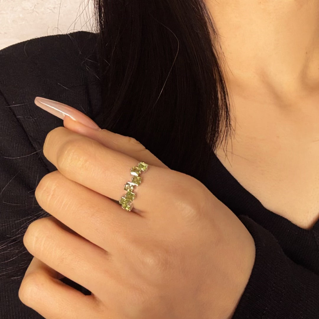 Bague Péridot – Goutte de Joie, Argent