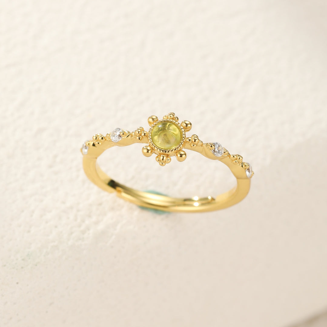 Bague Péridot – Lumière d’Olivine, Argent Plaqué Or
