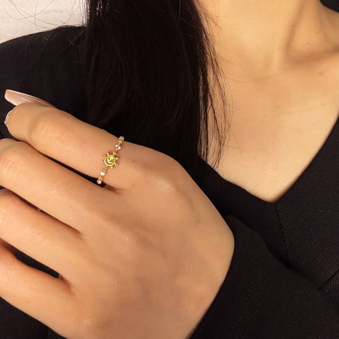 Bague Péridot – Lumière d’Olivine, Argent Plaqué Or
