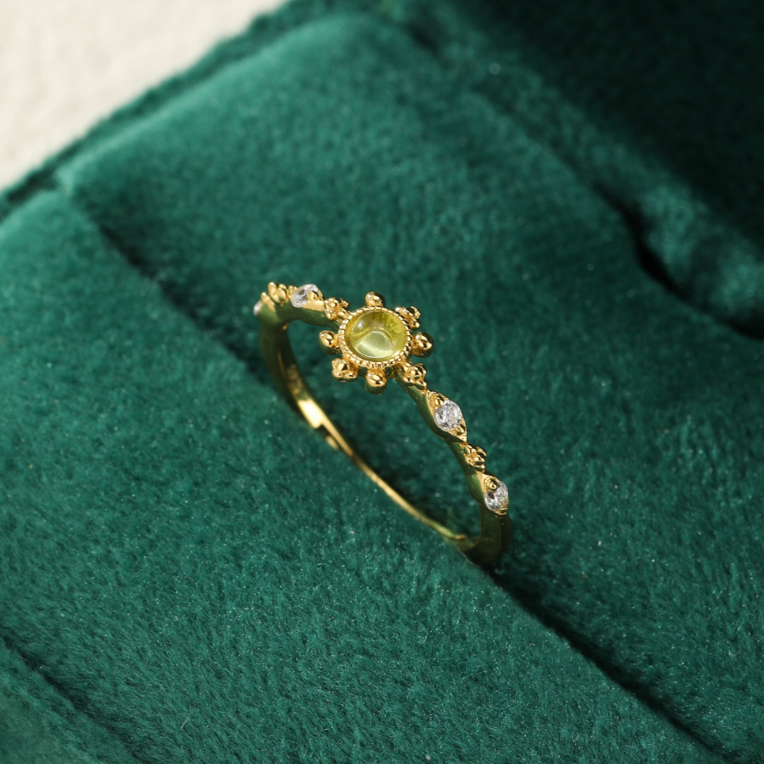 Bague Péridot – Lumière d’Olivine, Argent Plaqué Or