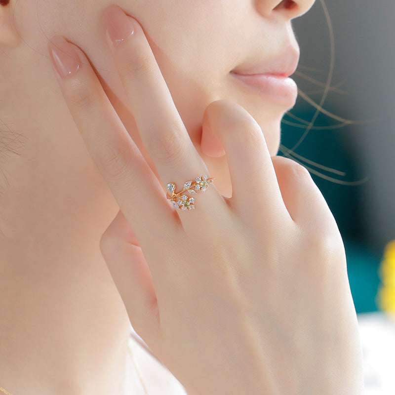 Bague Péridot – Narcisses, Argent Plaqué Or