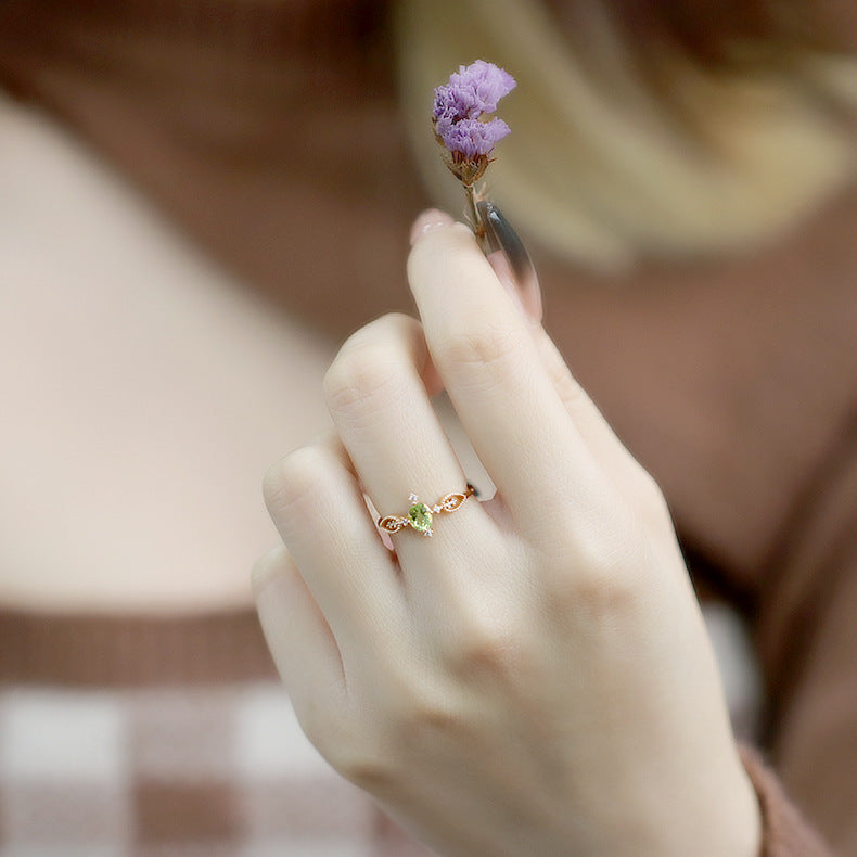 Bague Péridot – Prospérité, Argent Plaqué Or
