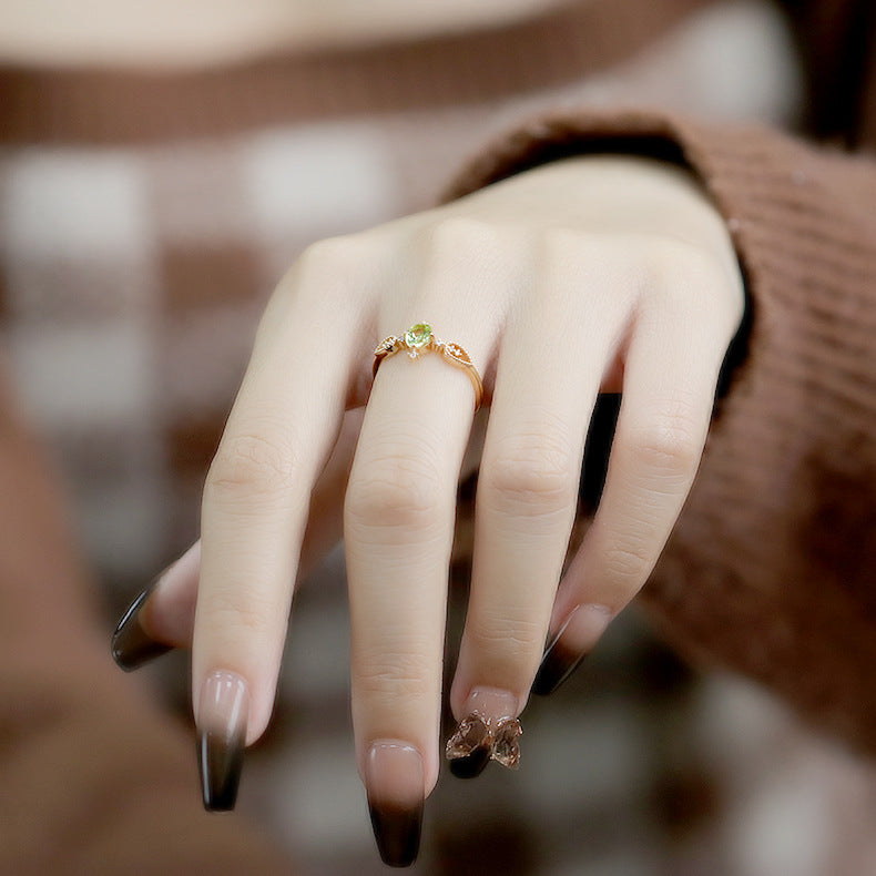 Bague Péridot – Prospérité, Argent Plaqué Or
