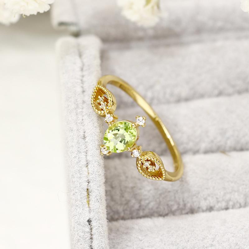 Bague Péridot – Prospérité, Argent Plaqué Or