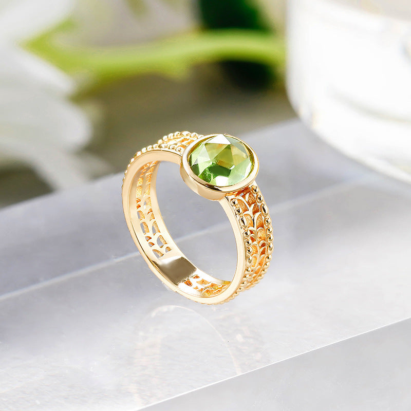 Bague Péridot – Relaxation, Argent Plaqué Or