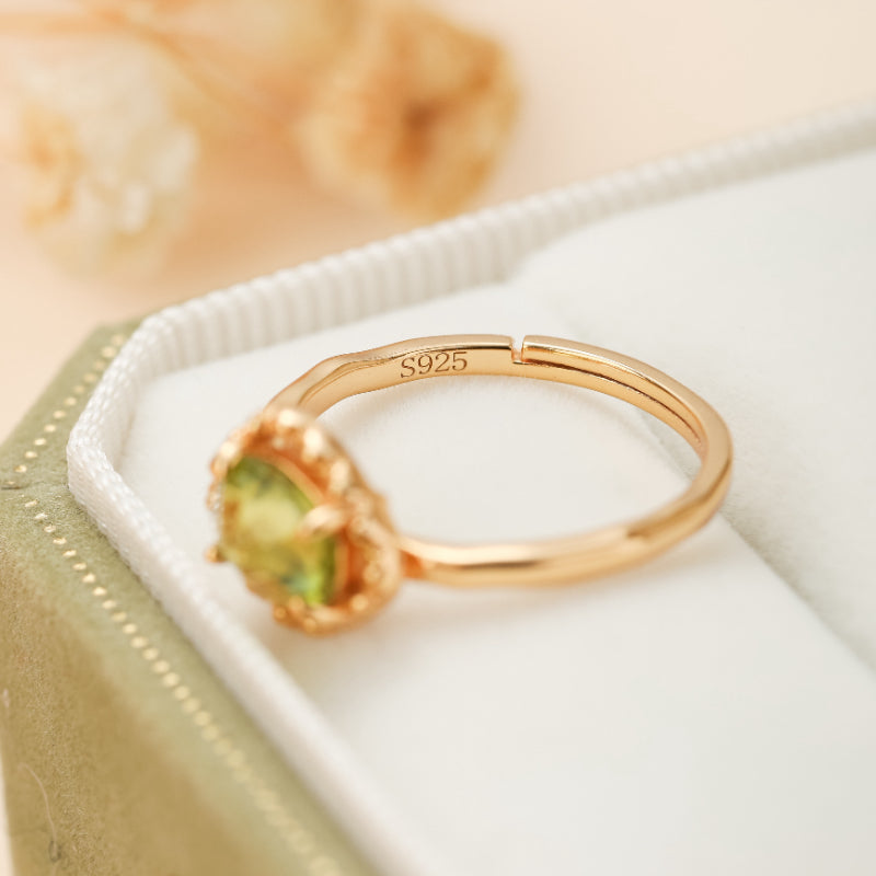 Bague Péridot – Renaissance, Argent Plaqué Or