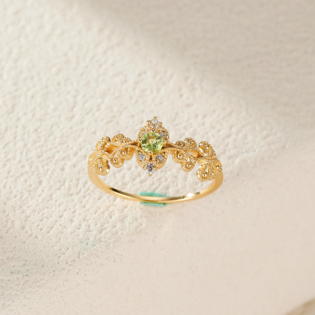 Bague Péridot – Voyage, Argent Plaqué Or
