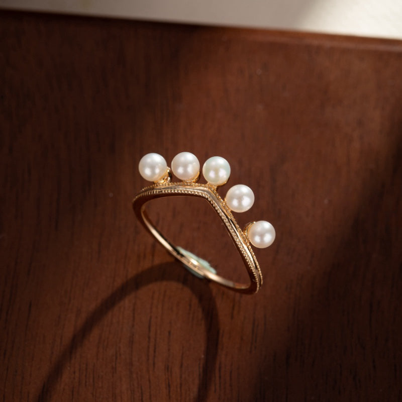 Bague Perle – Rosée Matinale, Argent Plaqué Or