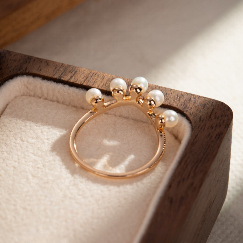 Bague Perle – Rosée Matinale, Argent Plaqué Or