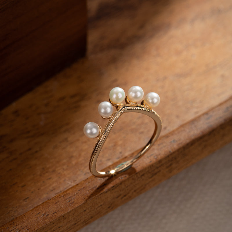 Bague Perle – Rosée Matinale, Argent Plaqué Or