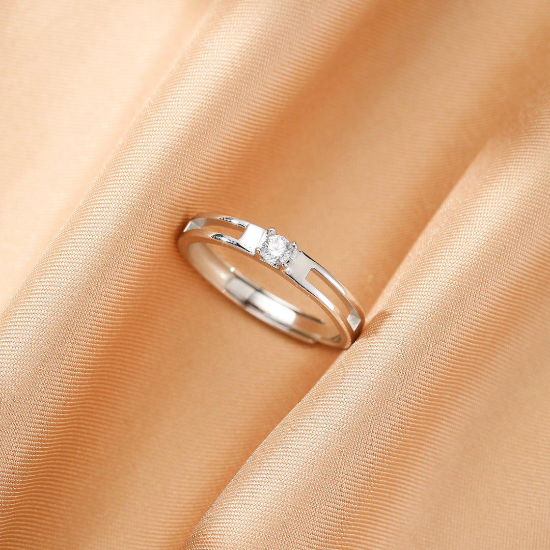 Bague Pierre de Lune Couple – Rayons d’Amour, Argent