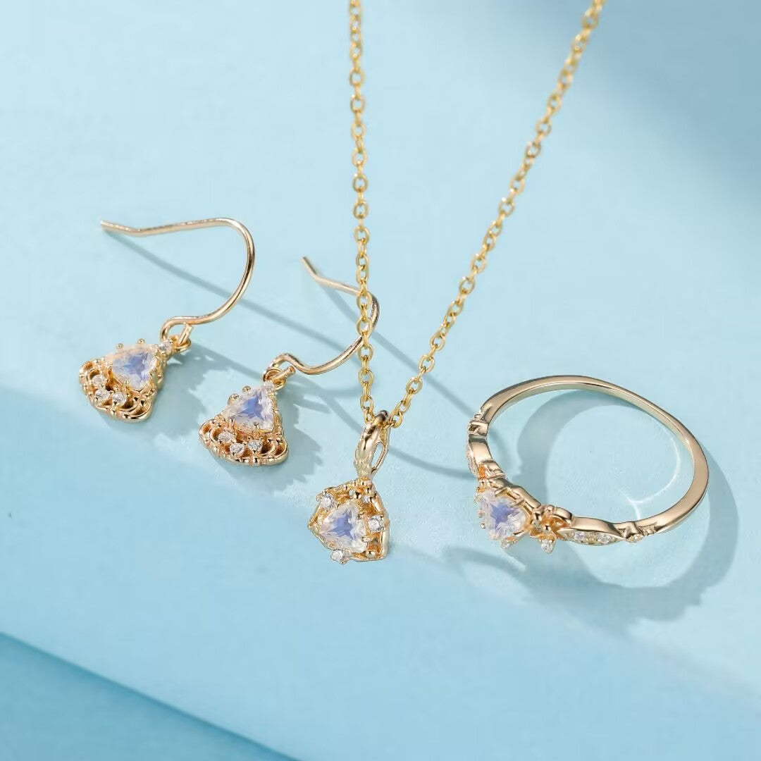 Bague Pierre de Lune – Féérie Royale, Argent Plaqué Or