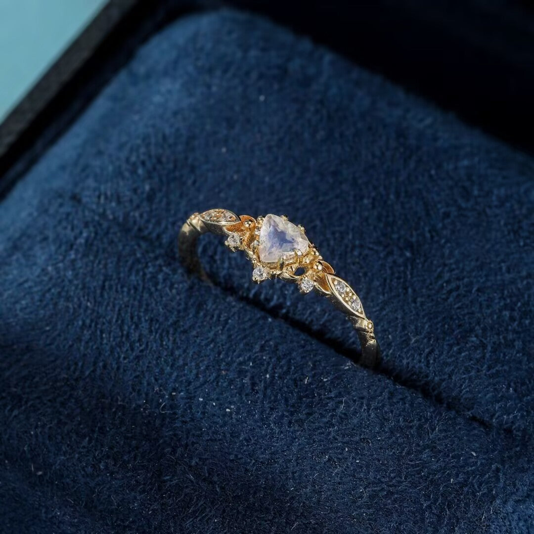 Moonstone Ring – Royal Enchantment, Gold Plated Silver