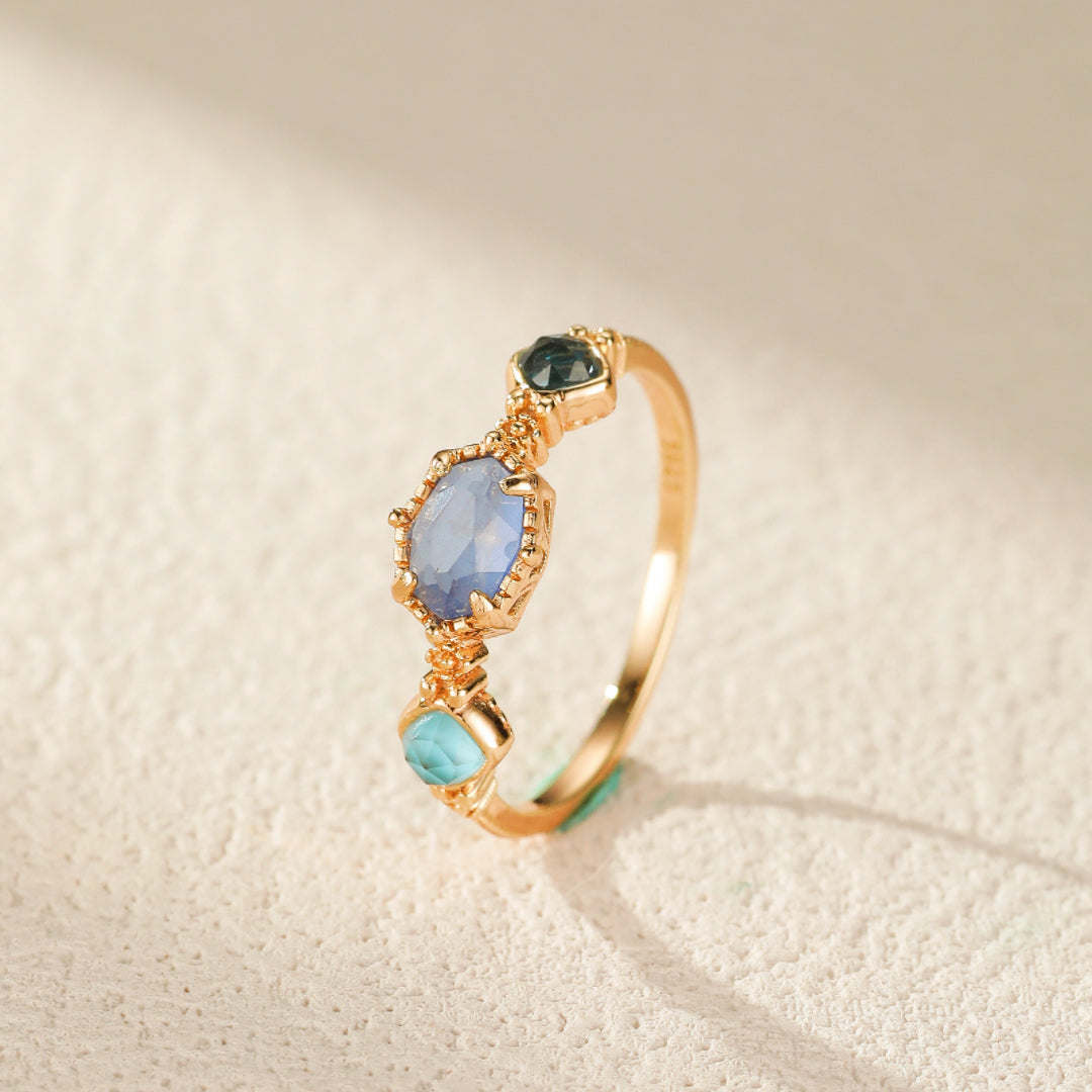 Bague Pierre de Lune – Luna, Argent Plaqué Or