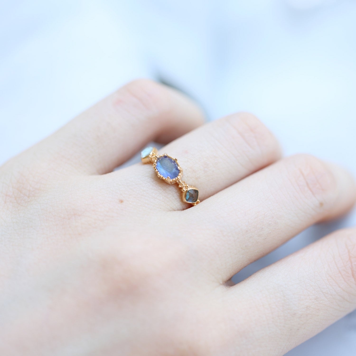 Bague Pierre de Lune – Luna, Argent Plaqué Or