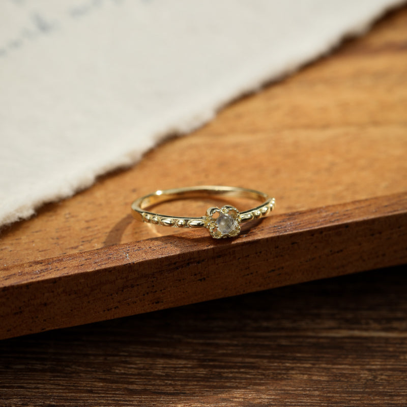 Bague Pierre de Lune – Rêve Argenté, Argent Plaqué Or