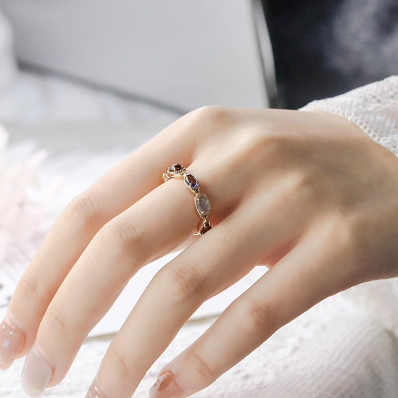 Bague Pierres Naturelles – Revitalisation, Argent Plaqué Or