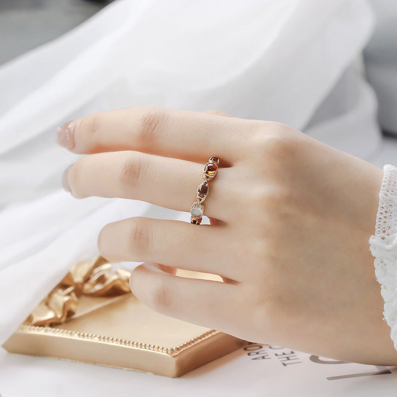 Bague Pierres Naturelles – Revitalisation, Argent Plaqué Or