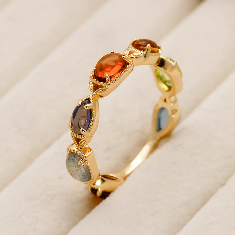Bague Pierres Naturelles – Revitalisation, Argent Plaqué Or