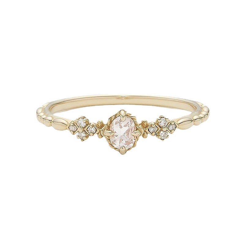 Bague Quartz Rose – Éclat Doux, Argent Plaqué Or