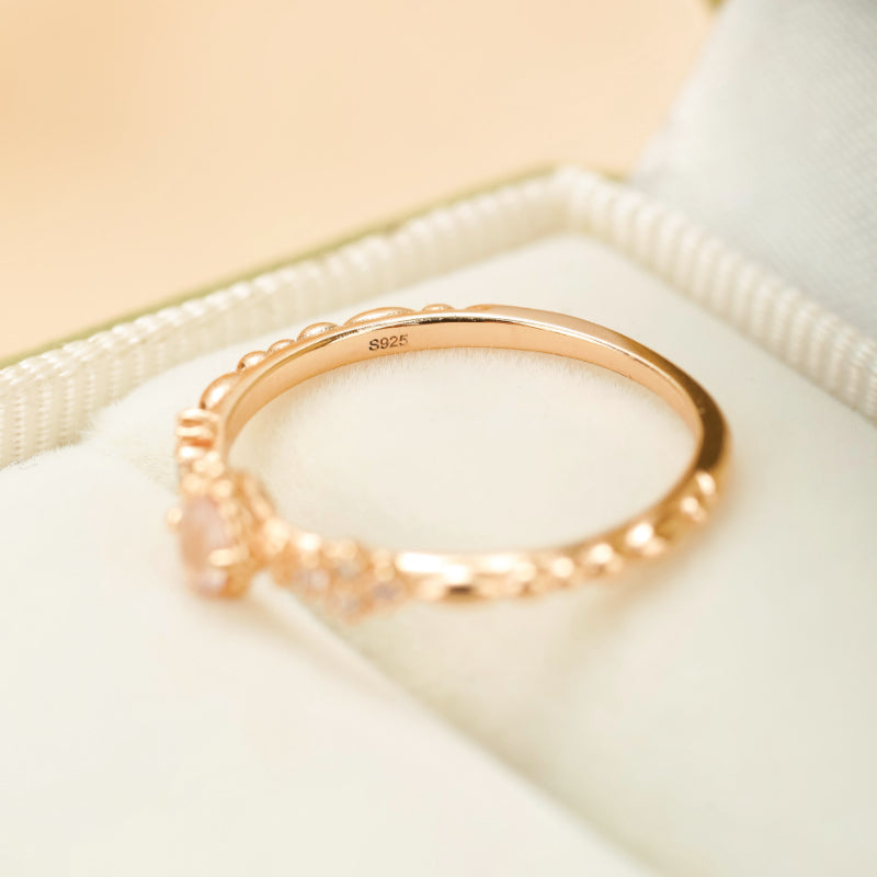 Bague Quartz Rose – Éclat Doux, Argent Plaqué Or