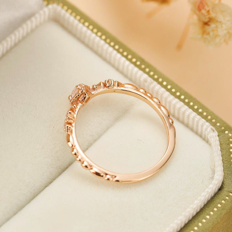 Bague Quartz Rose – Éclat Doux, Argent Plaqué Or