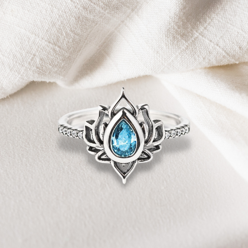 Bague 'Renouveau' Lotus en Argent 925