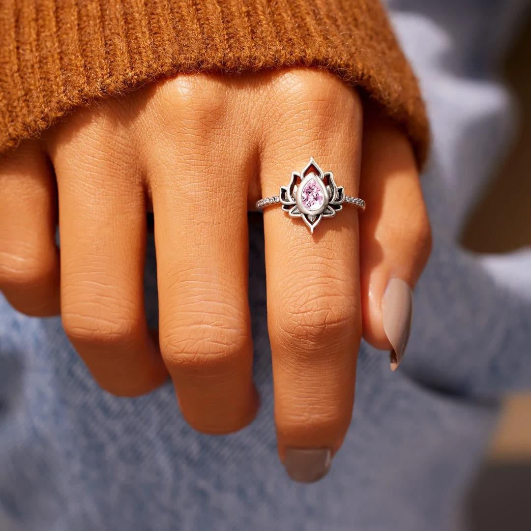 Bague 'Renouveau' Lotus en Argent 925