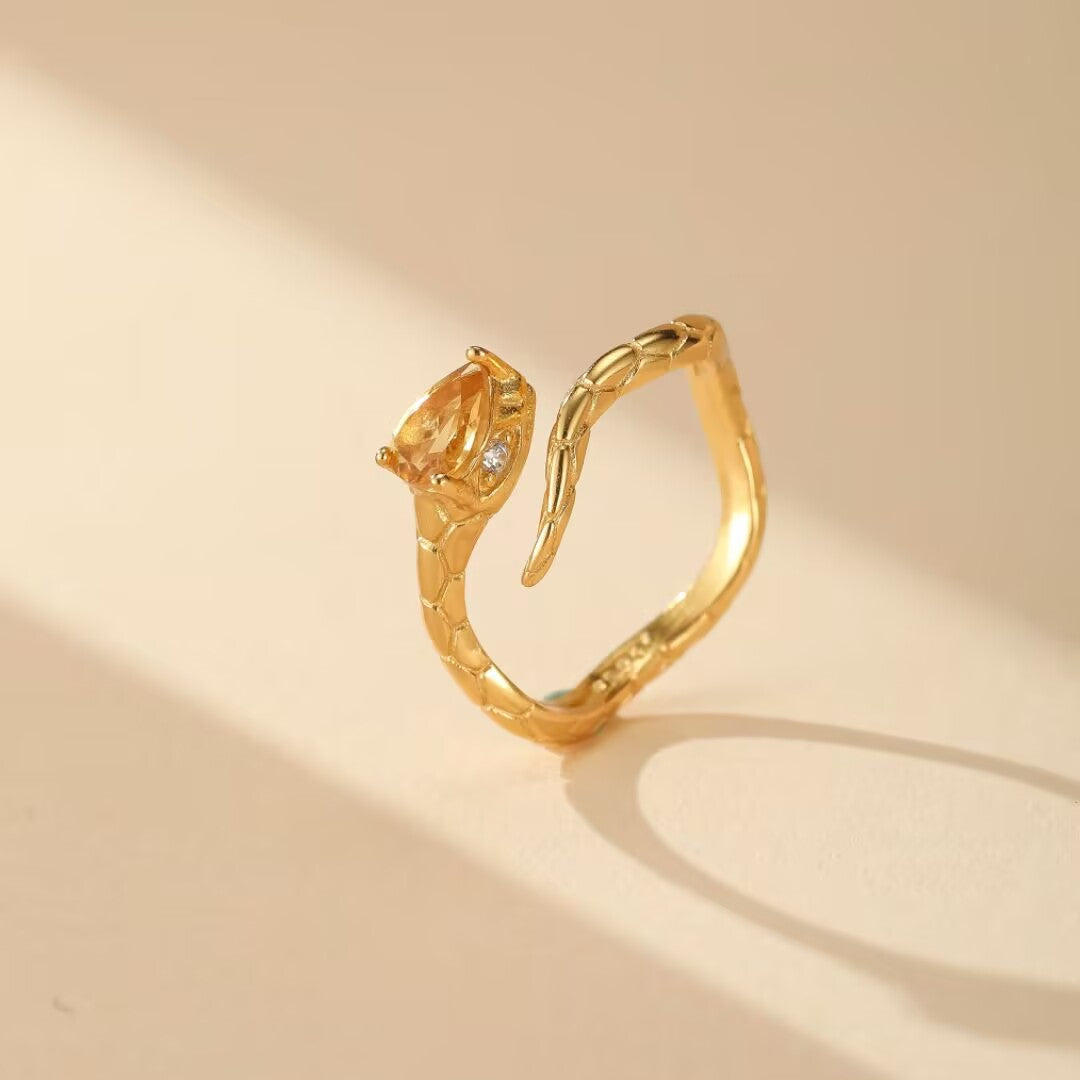 Bague Serpent – Aura Divine, Argent Plaqué Or
