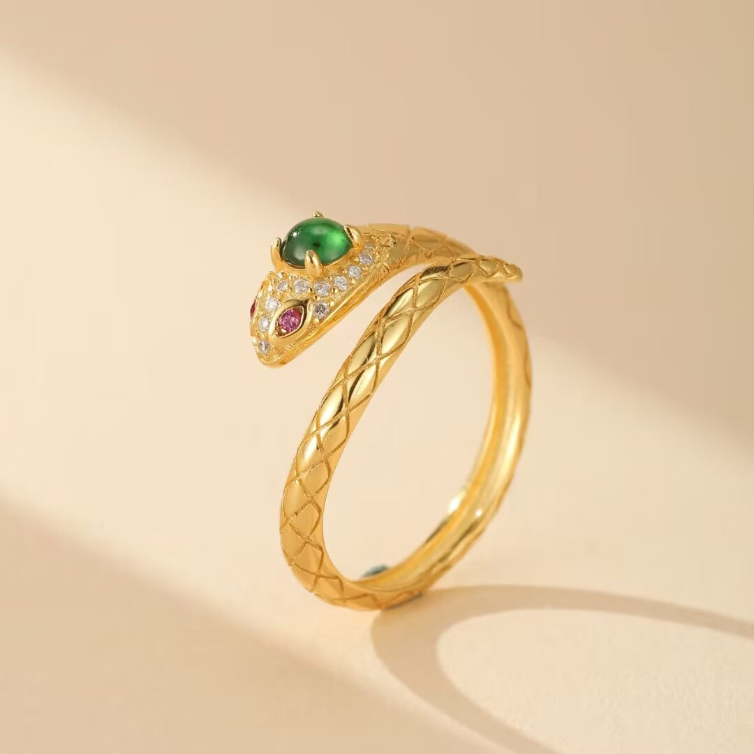 Bague Serpent – Serment de Jade, Argent 925