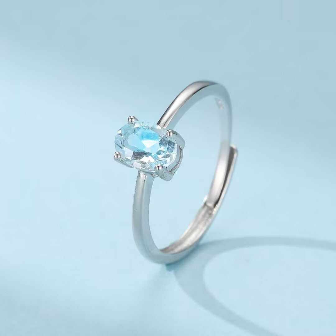 Bague Topaze Ajustable – Éclat Cristallin, Argent 925