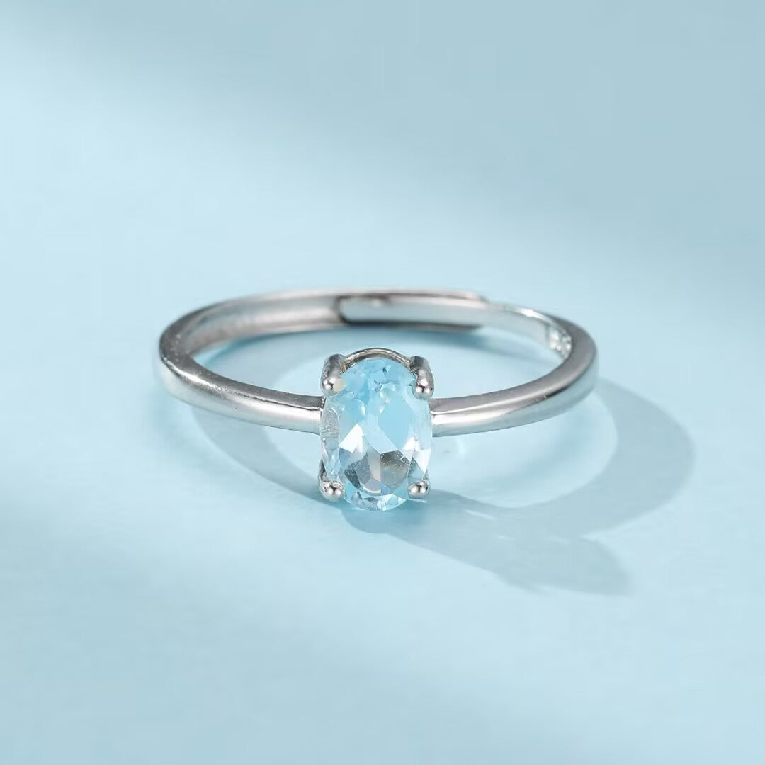 Bague Topaze Ajustable – Éclat Cristallin, Argent 925