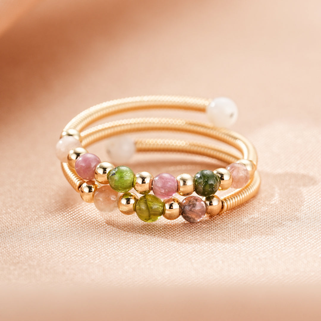 Tourmaline Ring – Sparkle Harmony, 14K Gold Plated Silver
