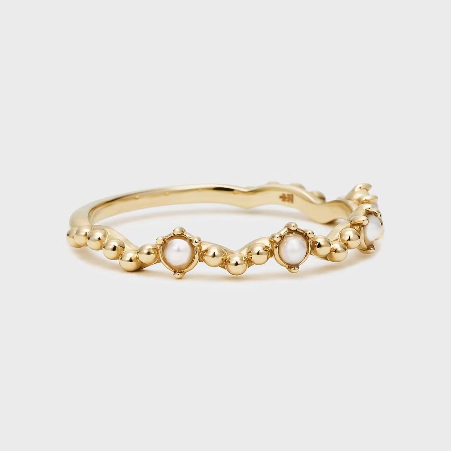 Aquamarine, Pearl, and Zircon Trio Ring – Floral Serenity